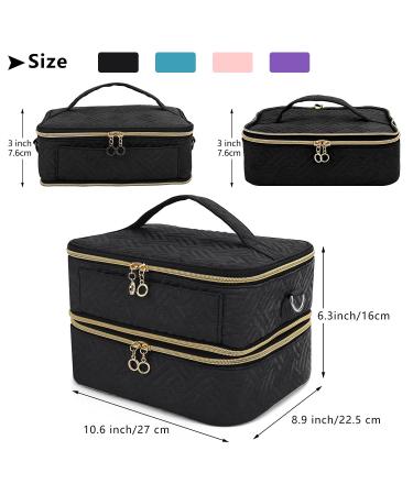 Detachable 2-Layer Nail Polish Organizer | Holds 42 Bottles | Gel Polish Storage & Manicure Tool Holder | Large Makeup & Cosmetic Bag with Dividers | Black - Buy Online on GoSupps.com