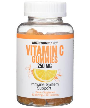 NutritionWorks Vitamin C 250 mg Gummies Supports Immune Health Packed with Potent Antioxidants 60 Gummies