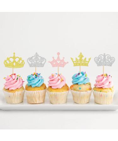 Ercadio 30 Pack Princess Crown Cupcake Toppers Glitter Queen Crown Cupcake Picks Crown Cupcake Toppers for Princess Crown Theme Baby Shower Wedding Party Cake Decorations Supplies Pattern-3 - Buy Online on GoSupps.com