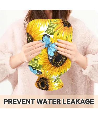 Mnsruu Hot Water Bottle with Soft Cover - Sunflower Butterfly Design Perfect Christmas Gift for Women & Kids 2L International Shipping - Buy Online on GoSupps.com