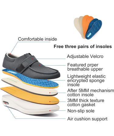 SDEQA Men's Wide Width Adjustable Diabetic Shoes for Swollen Feet - Size 10 F - Buy Online on GoSupps.com