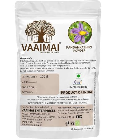 CROW VAAIMAI Kandankathiri Powder/Solanum Virginianum 100g - Buy Online on GoSupps.com