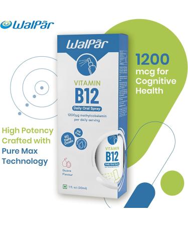 B12 Vitamin Spray (60 Doses) - 1200 Methylcobalamin B12 Liquid - Guava Flavour - Vegan-Friendly - Support Health with Vitamin B12 Spray - Buy Online on GoSupps.com