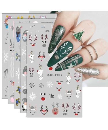 Christmas Nail Stickers 9 Sheets Self-Adhesive Nail Decal Elk Nail Art Decoration Design Supplies