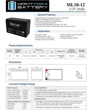 Mighty Max 12V 10AH SLA Replacement Battery for Lithonia ELB-1212 | International Shipping Available - Buy Online on GoSupps.com
