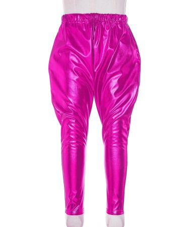 easyforever Kids Shiny Metallic Dance Harem Pants Hot Pink 9-10 Years | Athletic Tights for Jazz, Hip Hop, Latin Ballet Dance - Buy Online on GoSupps.com