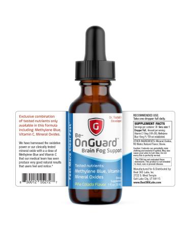 Be-Onguard Brain Fog Supplement - Methylene Blue with Vitamin C - Memory Booster - Improves Cognitive Function and Focus - Clear Thoughts and Reduced Fog - Liquid Supplement