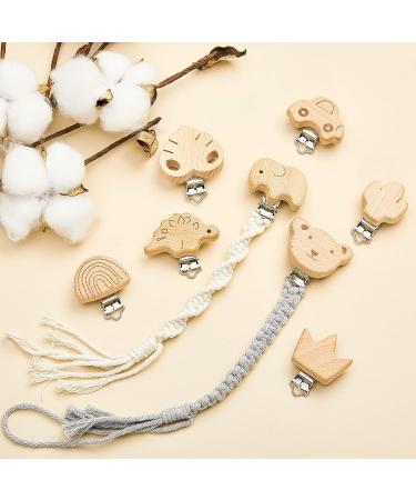 20 Pieces Wood Pacifier Clips Toy Suspender Clips Charm DIY Pacifier Holder Clips for Baby Toddler Teething Grasping Pacifier Chain Accessory - Buy Online on GoSupps.com