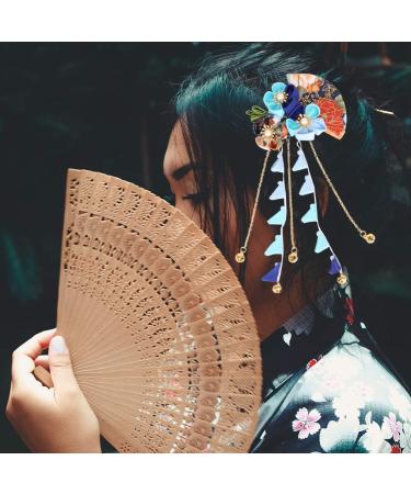LALAFINA Girls Hair Accessories Flower Hair Clips 1pc Japanese Hair Clips Kimono Flower Hairpin Tassel Headdress Fans Shape Barrettes Hanfu Headwear for Women Blue Flower Hair Clip Flower Hair Clip - Buy Online on GoSupps.com