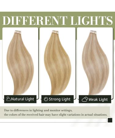Runature Tape Extensions - 45 cm Real Hair with Blonde Highlights | Invisible Human Hair #16P24 - 50g - Buy Online on GoSupps.com