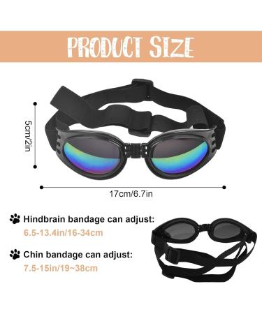 Dog Goggles Dog Sunglasses Adjustable Strap for Waterproof Windproof UV Protection Sunglasses for Dog for Go out Travel Skiing Swim (Black) - Buy Online on GoSupps.com