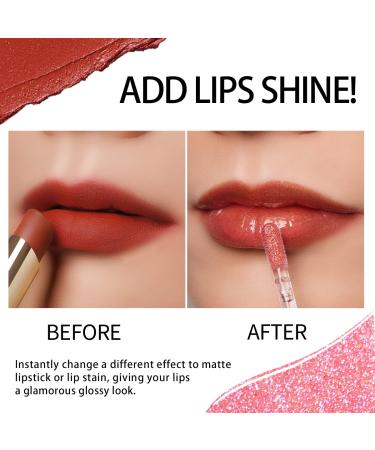 Oulac Lip Gloss - 3D Shiny Liquid Lipstick with Rose Damascena Extract | Moisturizing Glitter Lip Care for Dry Lips - Cool Pink (C06) - 4.5ml - Buy Online on GoSupps.com