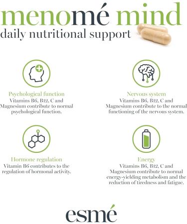 Buy esm menom Mind - Daily Nutritional Support for Menopause | 60 Capsules with Ashwagandha & Ginkgo Biloba | Two Month Supply - Shop Internationally - Buy Online on GoSupps.com