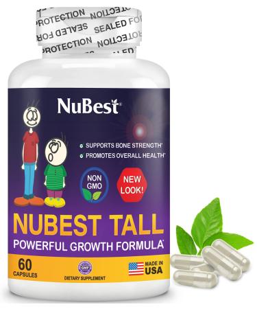 NuBest Tall - Powerful Formula for Strong Bones  Immunity & Healthy Development with Calcium  Collagen & Herbs - for Children (5+) & Teens Who Don t Drink Milk Daily - 60 Capsules | 1 Month Supply Pack of 1 (New)