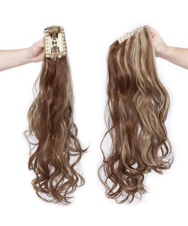 SEGO Ponytail Extension - Heat-Resistant Hair Piece with Butterfly Clip | Natural Look in Corrugated Bright Brown & Ash Blond - 61cm/60cm - Buy Online on GoSupps.com