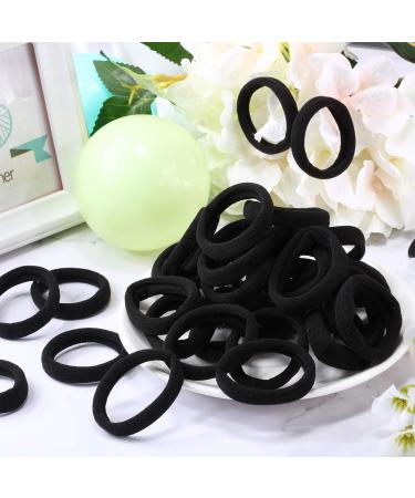100 Pieces Seamless Cotton Hair Ties for Thick Hair - Elastic Ponytail Holders & Headbands - No Kinking Hair Accessories (Black) - Buy Online on GoSupps.com