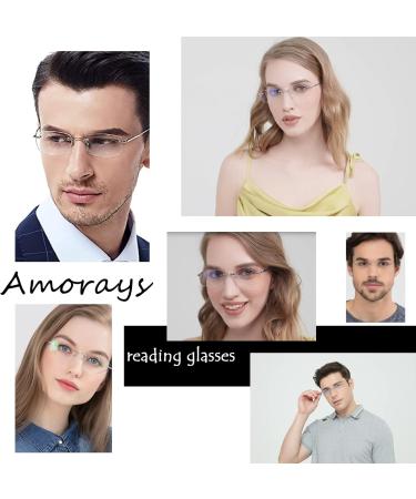 Amorays Frameless Reading Glasses for Women & Men - Modern Design +3.00 Strength Blue Light Filter Anti-Reflective - Stylish & Comfortable - Buy Online on GoSupps.com