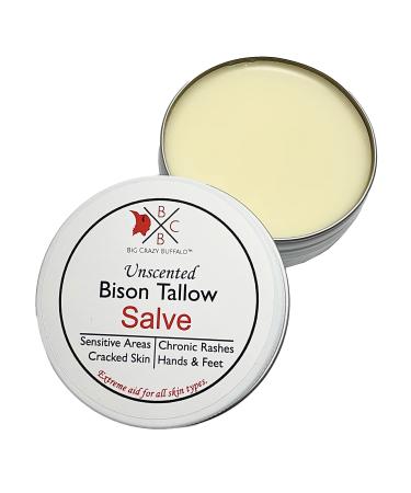 Big Crazy Buffalo Pure Bison Tallow Salve  Unscented - No Irritating Ingredients  Simple & Clean  Body Butter  Full Body Hydration  Replaces Lotion  For Cracked  Dry  Itchy  Irritated Skin