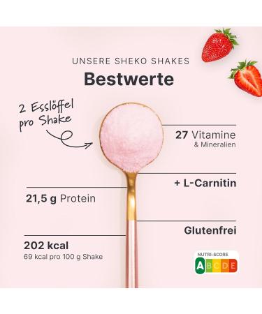 Sheko Strawberry Meal Set - 25 Gluten-Free Protein Shakes - Natural Weight Loss Diet (450g) - Buy Online on GoSupps.com