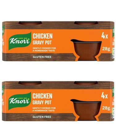 Knorr Chicken Gravy Pot Bundle of 8 x 28g Pots - Gluten Free Gravy Gently Cooked for Homemade Taste Ideal for White Meat Dishes