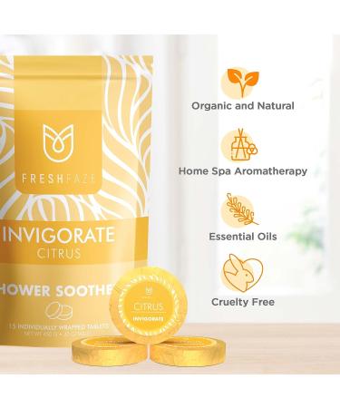 Fresh Faze Citrus Shower Steamer - Self Care Aromatherapy Gift for Women - Organic Essential Oil Shower Bombs - 15 Tablets Citrus Scent - Buy Online on GoSupps.com