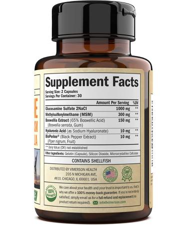 Joint Discomfort Relief: Glucosamine Sulfate with Hyaluronic Acid, Bioperine, MSM & Boswellia - Anti-Inflammatory Supplement for Back, Knees, and Hands - Buy Online on GoSupps.com