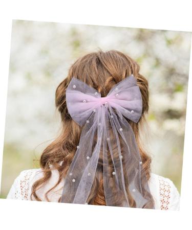 FRCOLOR Bridal Hair Accessories Bride Hair Accessories Bridal Bow with Clip Tulle Short Veil Bow Knot Bride Pearl Veil Checkered Hair Clip Hair Bow Iron Top Clip Girl Wedding Dress - Buy Online on GoSupps.com
