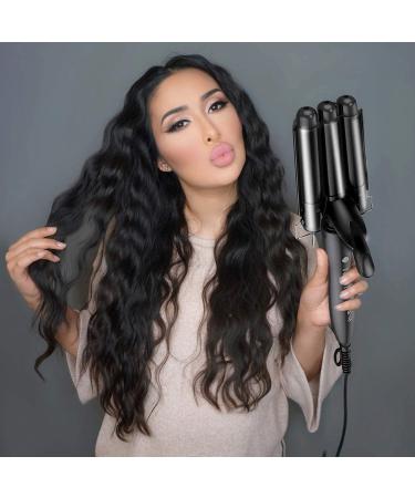 25mm Hair Waver 3 Barrel Curling Iron Wand | Adjustable Heat | Beach Waves Crimper | Black - Buy Online on GoSupps.com