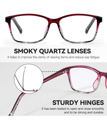 Buy LVIOE Clear Real Glasses - Smoky Quartz Blue Light Blocking Reading Glasses LR5189 Purple/Clear 3.0x - International Shipping Available - Buy Online on GoSupps.com