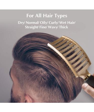 FIXBODY Boar Bristle Hair Brush - Curved Vented Oversize Design for Women Long Thick Curly Hair - Gold - Buy Online on GoSupps.com