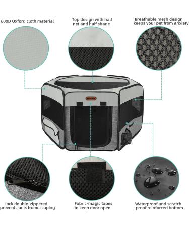 Seiyierr Portable Pet Playpen with Carrying Case - Indoor/Outdoor Puppy & Cat Playpen for Small Dogs - Removable Mesh Shade Cover Included - Buy Online on GoSupps.com