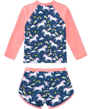 Girls Long Sleeve Swimsuit Set | UPF 50+ Protection | 9-10 Years | Pink Unicorn - Buy Online on GoSupps.com