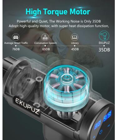 EKUPUZ Massage Gun 6 Massage Heads 30 Adjustable Speeds Pain Relief for Neck Back & Shoulders Gray International Shipping Available - Buy Online on GoSupps.com