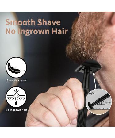 Matte Black Safety Razor Eco-Friendly Single Blade Razors for Men & Women | Includes 10 Double Edge Blades | Perfect for Long Hair & Zero Waste Grooming - Buy Online on GoSupps.com