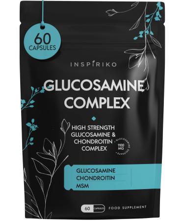 Glucosamine and Chondroitin High Strength Complex - 8-in-1 Joint Care Supplements with MSM VIT C & More. Comprehensive Glucosamine Complex for Joint Muscle & Bone Support by Inspiriko 60 Capsules 60 Count (Pack of 1)
