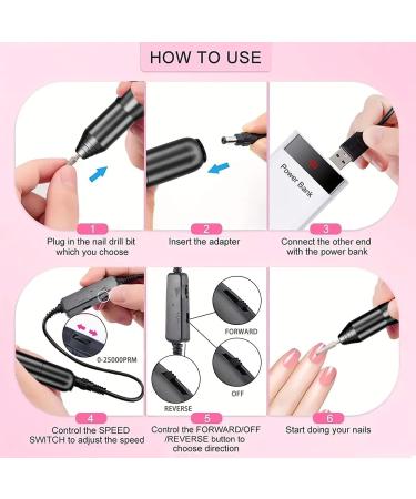 FOLAI Electric Nail Files Professional Nail Drill for Acrylic Nails Gel Electric Nail Drill 25000 RPM Adjustable Speed E File for Nails for Beginner Girl Women Mum (Black) - Buy Online on GoSupps.com