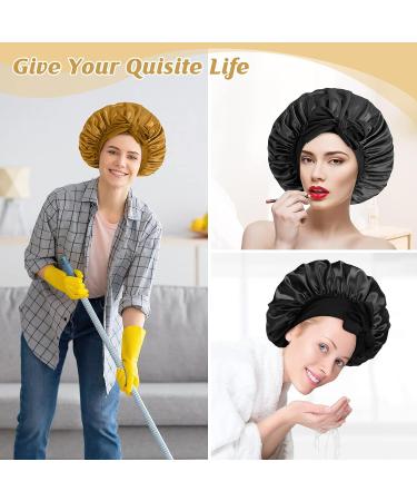 Jasilon Satin Sleeping Bonnet Set - Adjustable Silk Hair Wrap for Night - Black & Gold - Buy Online on GoSupps.com