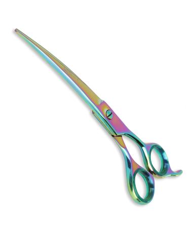 Sharf Gold Touch Pet Grooming Shears, 7.5 Inch Rainbow Curved Shears, 440c Stainless Steel Japanese Shears, Pet Grooming Curved Scissors & Dog Shears