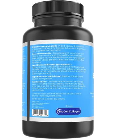Health Logics BioCell Collagen Supplement - Helps to Relieve Joint Pain Associated with Osteoarthritis of the Hip and Knee and to Maintain Healthy Skin - Hydrolyzed Collagen Type II Chondroitin Sulfate Hyaluronic Acid - 120 Capsules - Buy Online on GoSupps.com