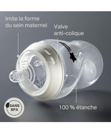 Tommee Tippee Closer to Nature Baby Bottles Breast-Mimicking Teat with Anti-Colic Valve 260 ml Pack of 6 Be Kind M - Buy Online on GoSupps.com