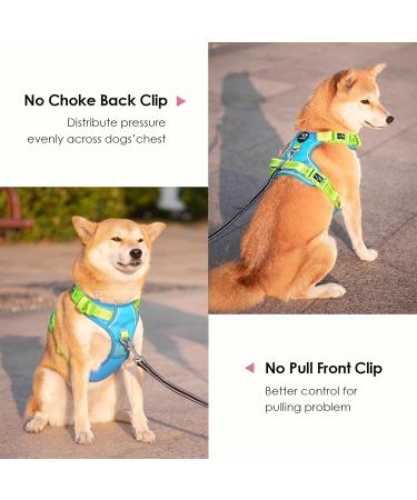 Phoepet No Pull Dog Harness - Reflective Vest with Soft Training Handle for All Sizes - Blue & Green XL - Buy Online on GoSupps.com