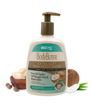 Biocare Body Butter Cream - Deep Moisturizing Cream for Rough, Dry & Hard Skin with 100% Coconut Oil, Hydration for Revitalized & Fresh Skin, Extra Soft Moisturizer for Youthful Glow 16 oz 16 Ounce (Pack of 1)
