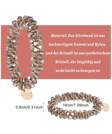 Olyee 4-Piece Scrunching Crystal Hair Tie Set | Pearl Elastic Hair Ties for Women & Girls | Stylish Ponytail Jewelry in Gray & Pink - Buy Online on GoSupps.com