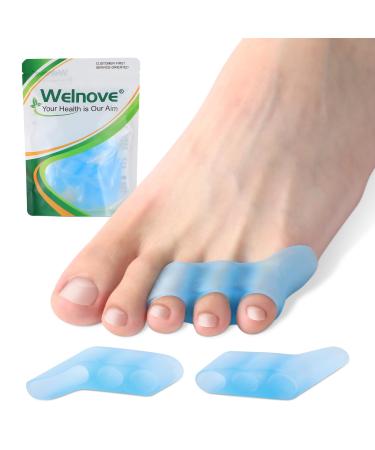 Welnove Gel Pinky Toe Separators - 8 Pack Pinky Toe Spacers Bunion Cushions Pads for Women&Men Silicone Little Toe Protectors for Preventing Rubbing & Relieve Pressure(Blue)