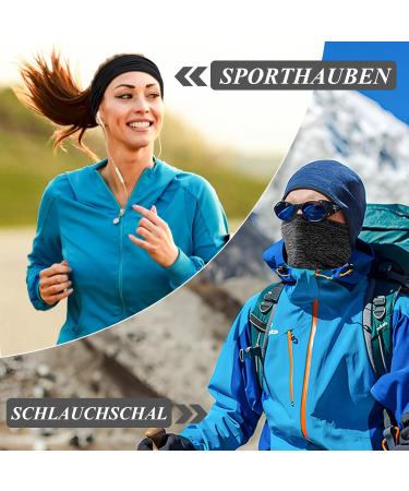 Kiiwah 2-Piece Multifunctional Hose Scarf | Elastic Neckerchief for Men & Women | Soft Loop Scarf & Windwear Neck Warmer for Outdoor Skiing Motorcycle Running Cycling - Black - Buy Online on GoSupps.com