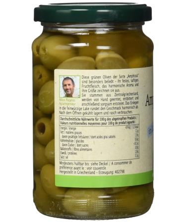 Buy Rapunzel Organic Amphissa Green Olives in Brine (315g) - Pitted Ideal for Cooking & Snacking - International Shipping Available - Buy Online on GoSupps.com