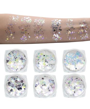 6 Colors Glitter Make Up for Face Body and Hair Body Glitter Sequin for Music Festival Masquerade Party Clubs 02