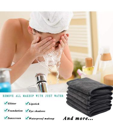 Kinhwa Microfiber Makeup Remover Cloths - Washable & Reusable 6 Pack (15x30cm) - Dark Gray - Perfect for Face Cleansing - Buy Online on GoSupps.com