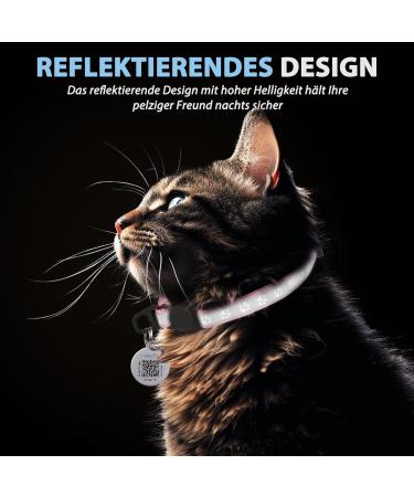 Reflecting Cat Neck Collar with Bell & QR Code - Adjustable Waterproof Comfortable for Cats & Kittens - Pink - Buy Online on GoSupps.com