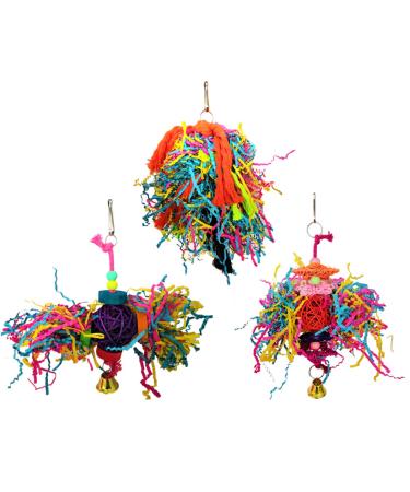Balacoo 3 Pcs Parakeet Toys Parrot Hammock Bell Toys Bird Parrot Silk Balls The Swing Striped Bass The Bell Medium Picture 1